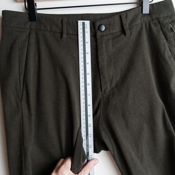 Lululemon Commission Pants Mens 32 Heathered Dark Olive Slim Wool Chino M5561S - Picture 13 of 14
